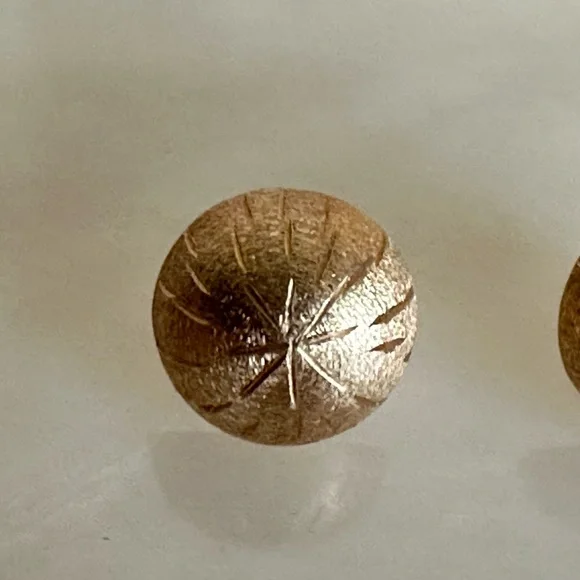 14k Solid Brushed Gold Sand Dollar Stud Earrings - Picture 11 of 16